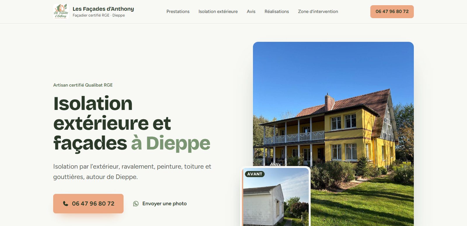 Site internet réalisé pour Les Façades d'Anthony